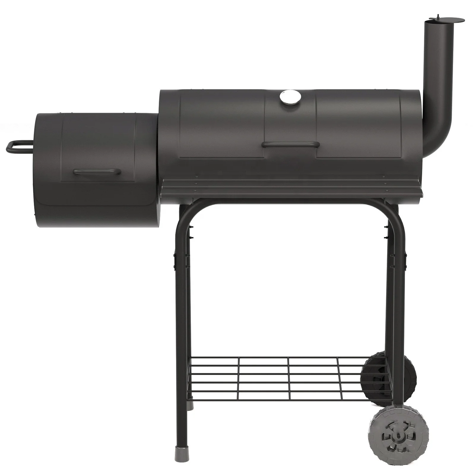 American Gourmet Large Cooking Area Offset BBQ Smoker with Double BBQ Grid