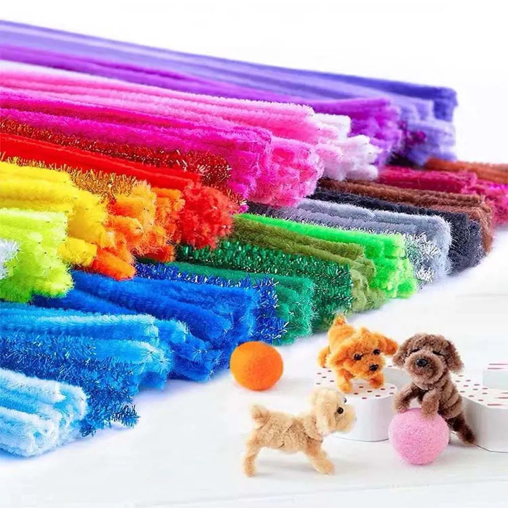 Pipe Cleaners 100 Piece 6mm Multicolour Chenille Stems Pipe Bump And 30 Piece 6mm Sticky Eye Decorations Craft Kit Set Toy