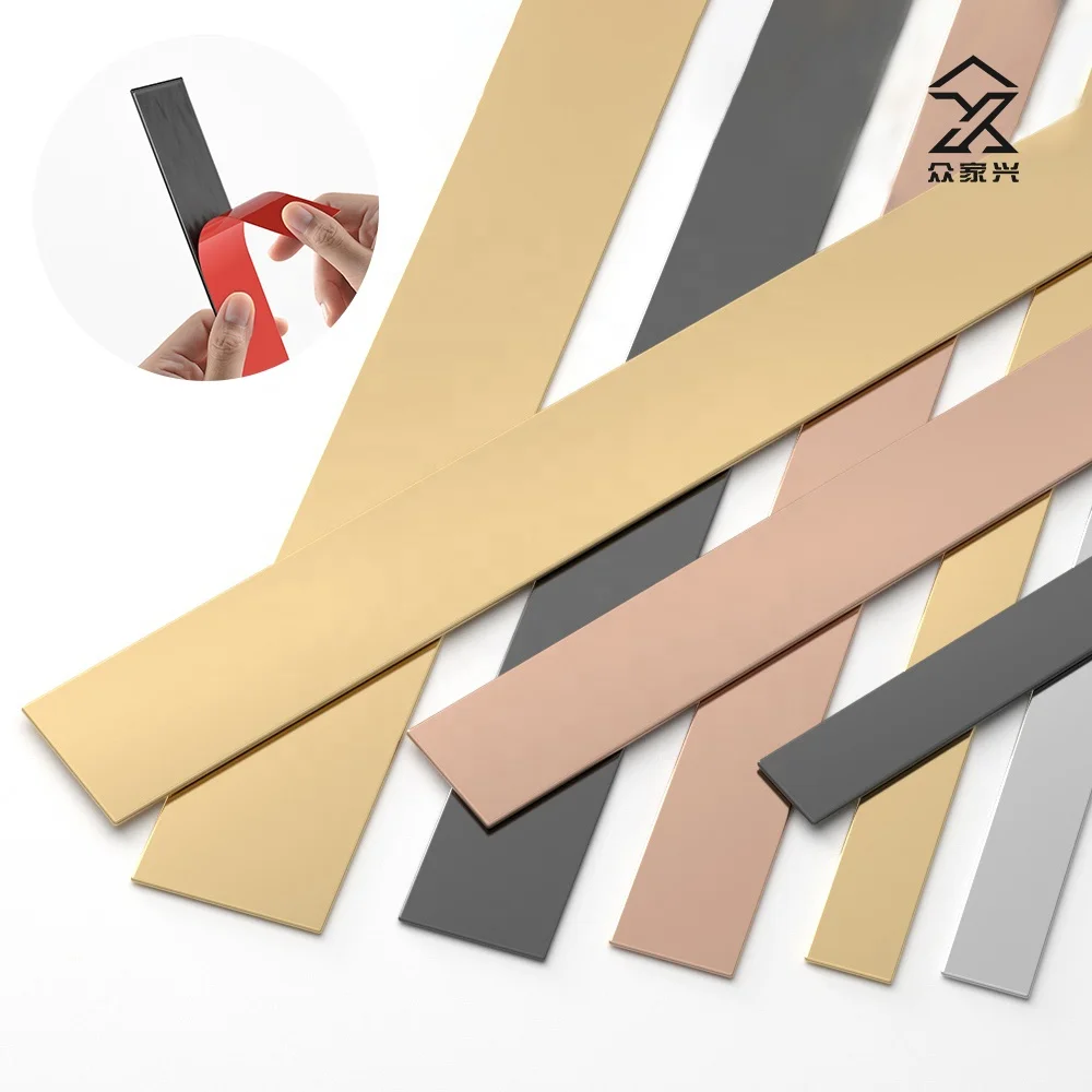 Decoration Gold Mirror Oem Backed Stainless Steel Self Adhesive Wall Flat Strip