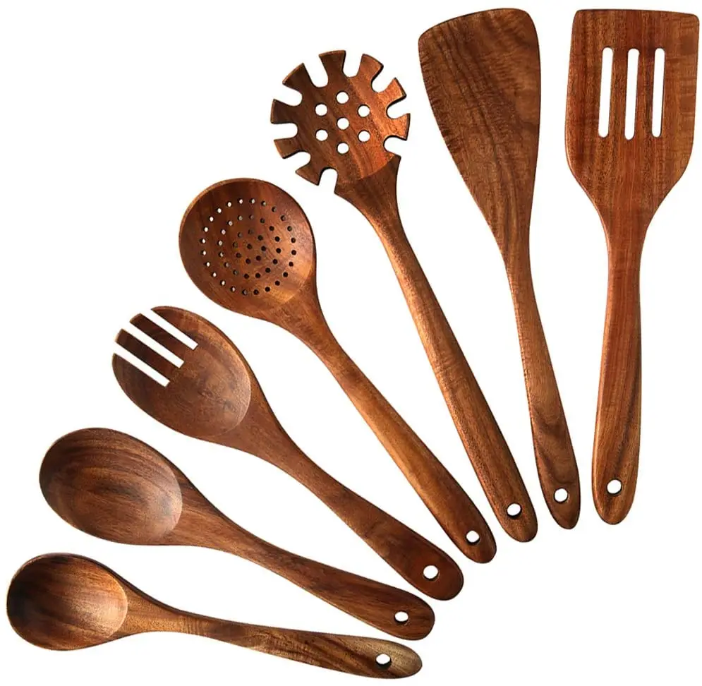 
 Stocked Wooden Spoons for Cooking Wood Kitchen Utensil Set  