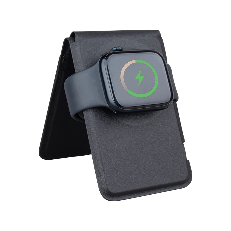 Factory Fast wireless charger PU back clip  Wholesale wireless charger magnetic bracket headphones watch wireless charger
