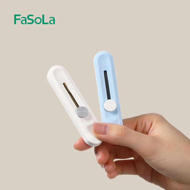 FaSoLa Simple Mini Box Cutter Retractable Utility Knife Package and Box Opener for Cartons Office and Home Use White/Blue