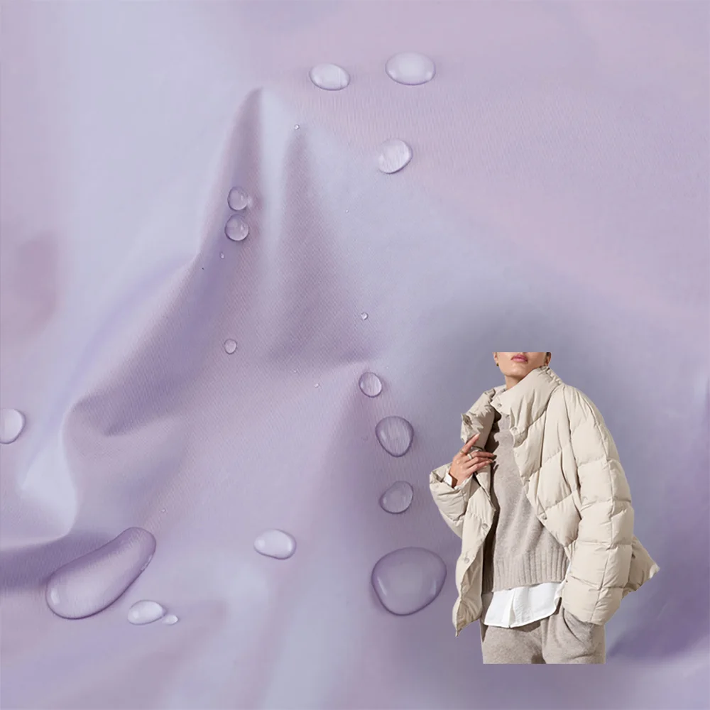 In stock 20D satin pongee light breathable waterproof high density ultrafine down jacket cotton jacket fabric satin