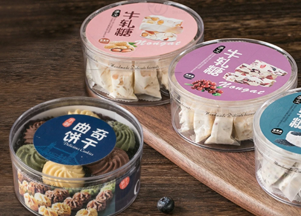 Wholesale plastic transparent food storage clear round  container for Biscuits cookie cake desserts packaging