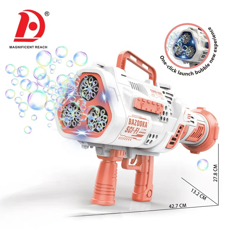 HUADA Summer Outdoor Soap Water Game Children Automatic Bubble Blower Machine Toy Kid Big Electric Gatling Bubble Gun With Light