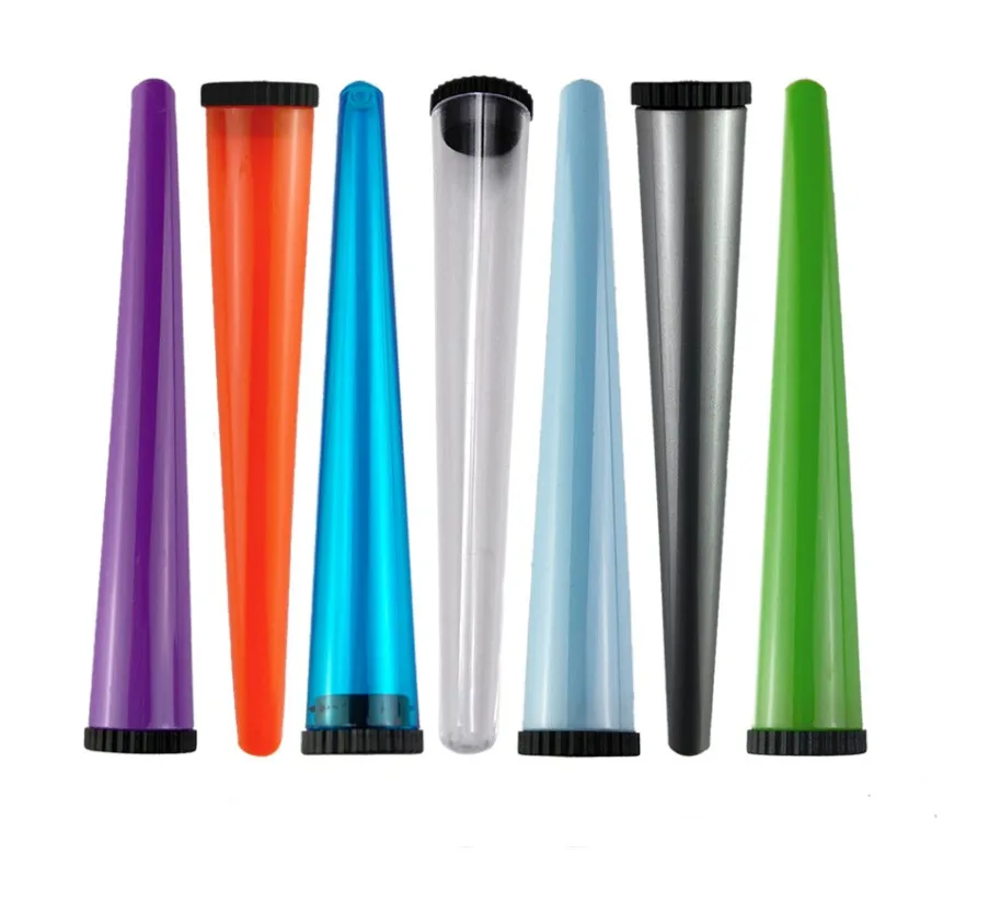 King Size Colorful 98mm 110mm Conical Tubes Child Resistant Cones Black Packaging Holder Waterproof Plastic Cone Tube