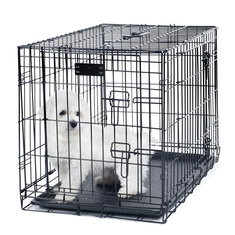 Wholesale Safety Stackable Collapsible Walls Metal Cage Shiba Inu Maltese Pet Kennel Dog Crate For Small Dogs