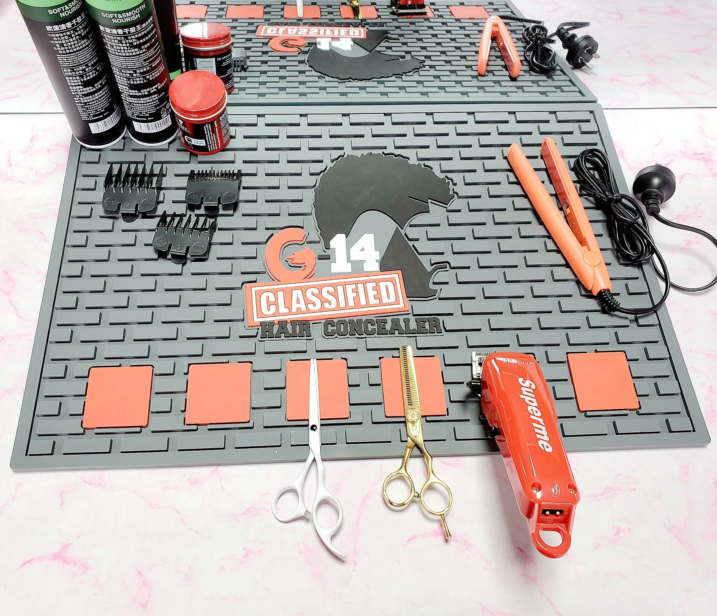 Heat Resistant Anti-slip Waterproof 3d Barber Magnetic Mat for