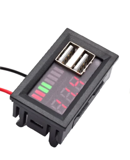 DC12V Cars Motorcycles Vehicles USB 5V2A Output LED Digital Displays Voltmeter Lead Acid Mini Voltage Meter Battery Tester