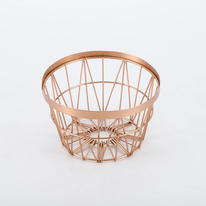 Круглая металлическая железная рамка корзина розовое золото кухонная для хранения