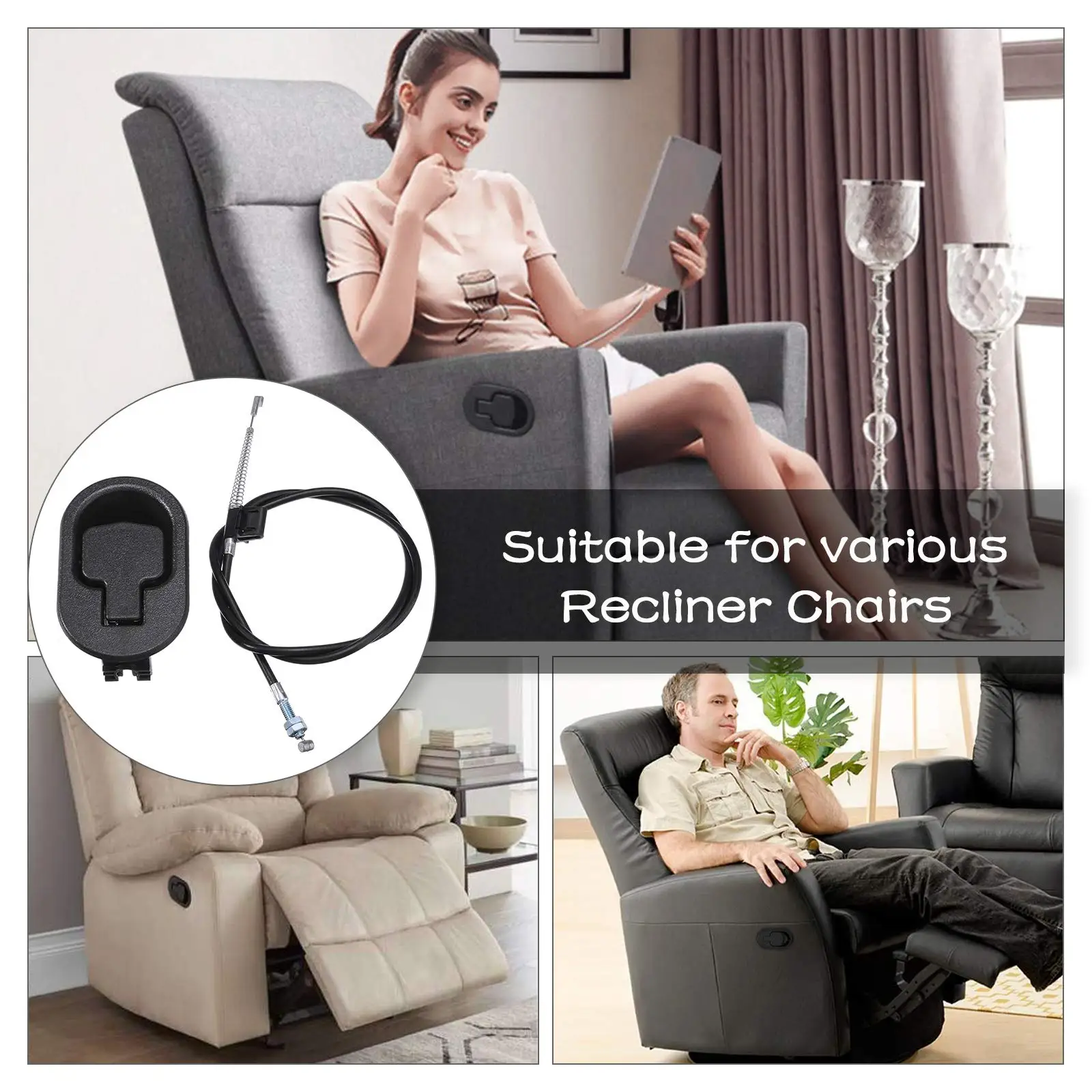 REGAL Recliner Replacement Parts with Pull Handle and Release Cable Repair Recliner Mechanism Parts