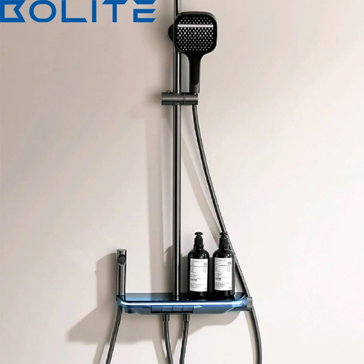 Customized Thermostatic Digital Shower By Manufacturer Pressurized Waterfall Ambient Light Bathroom Shower