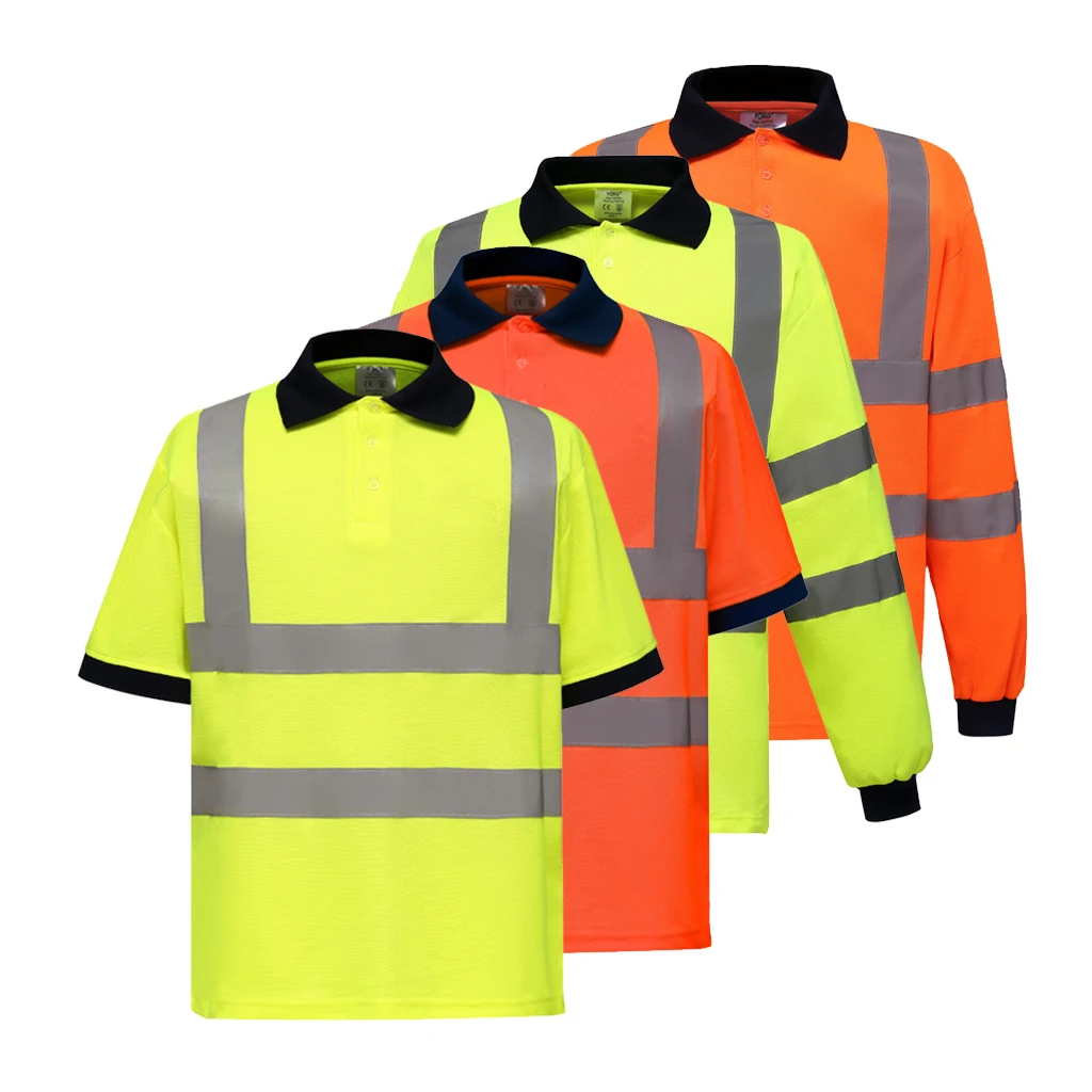 High Visibility Safety T-shirt EN ISO 20471 / ANSI Class 2 Reflective Black Yellow Orange Short Sleeve Long Sleeve T-shirt