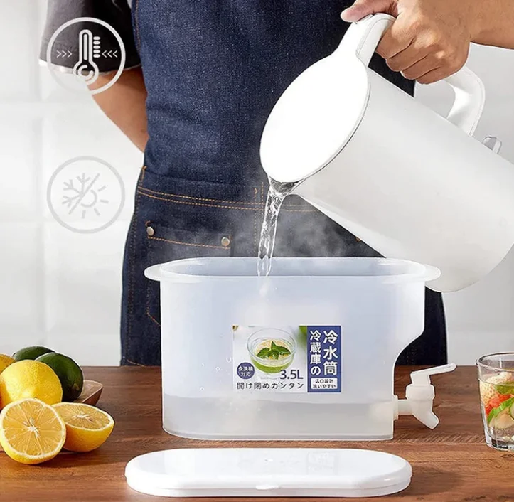 Lemonade Bucket Drink Container Drink Dispenser for Fridge Cold Kettle with Faucet in Refrigerator