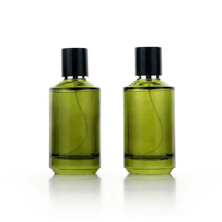 Best Quality Olive Green Perfume Bottles 100ml Drop Shoulder Luxury Perfume Packaging Bottle With Cap
