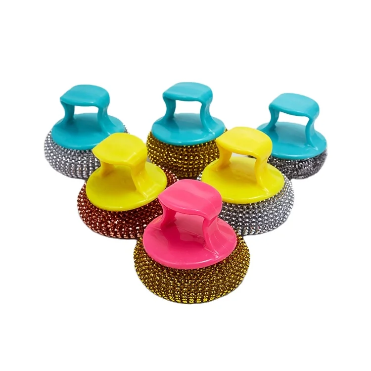 kitchen stainless steel scourer cleaning ball scrubber cleaning products with handle
