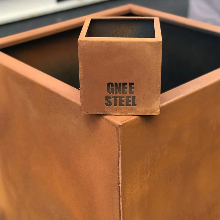 Rectangular Corten Steel Planter Vertical Flower Pot Decorative Outdoor Corten Planter Box
