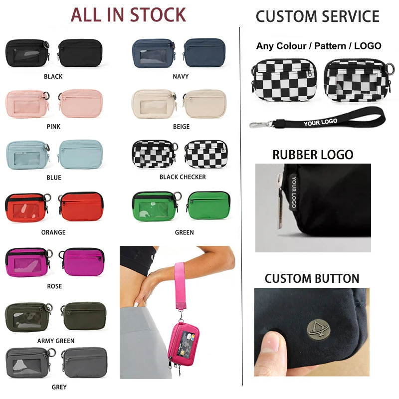 Mini Zip Around Portable Coin Purse Pocket Credit Card Holder Purse Keychain Bangle Wristlet Wallet for Women Men