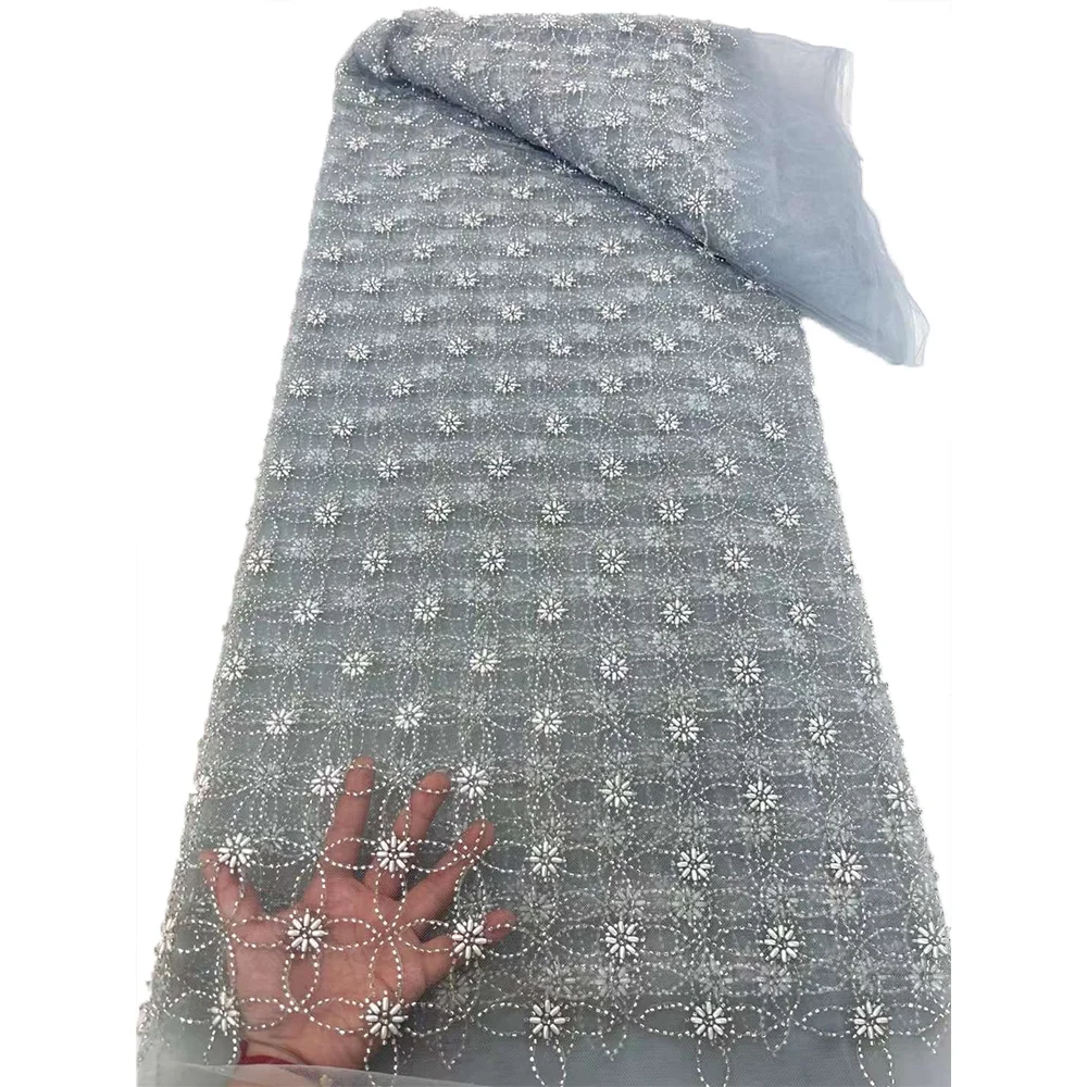 NI.AI Newest Beaded Lace Colorful Shiny Stones African Sequence Lace Good Quality African Lace For Women Wedding