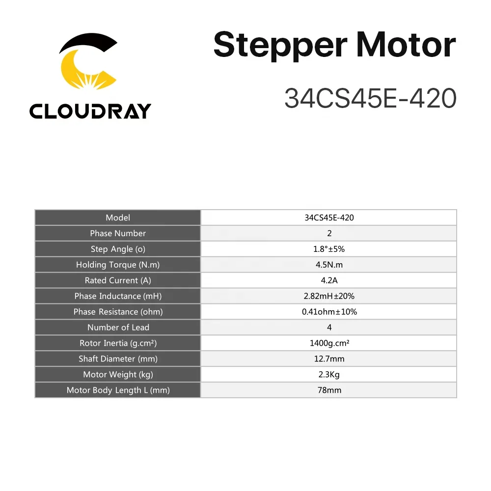  Cloudray CM25 Nema34 2 фазы L78 S12.7 шаговый двигатель 1 722 V 4.2A 4.5N.m для станка с ЧПУ