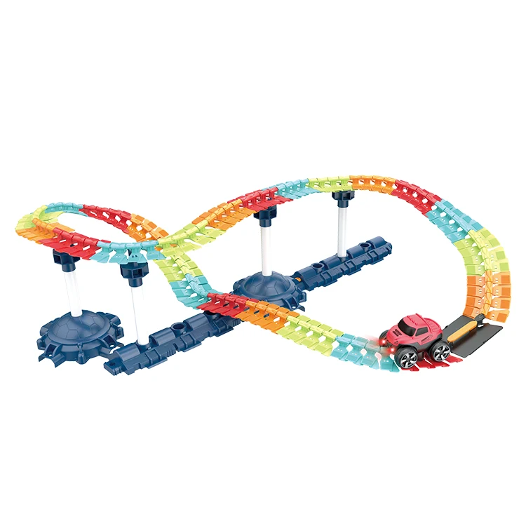 Tempo Toys Amazon Hot Selling Race Glow Toy Car Track With Lights Kids Changeable DIY Racing Rail Track Toy