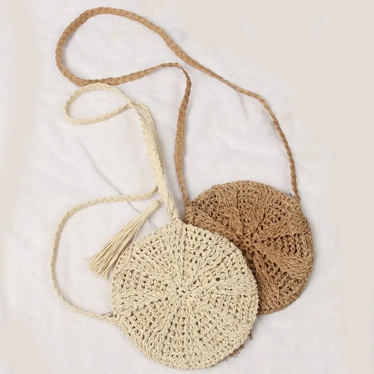 Large Straw Beach Bags Crochet Weave Cotton Lined Pocket Natural Summer Women Hand Make Tote Bags