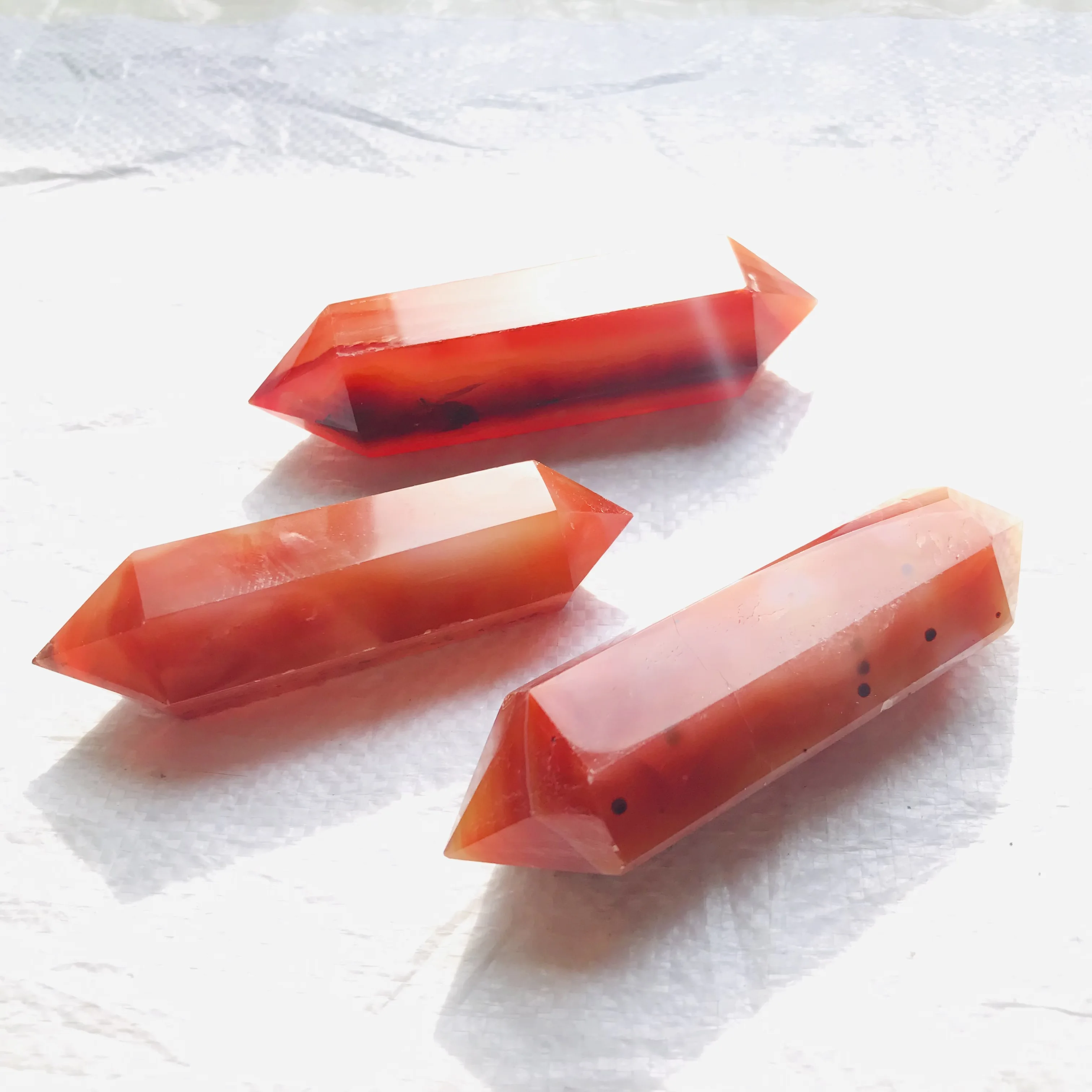 Wholesale crystals crafts double terminated Crystal wands red agate double points tower For decoration
