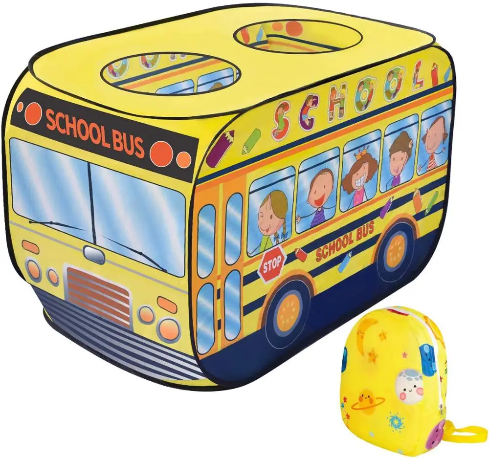 Hot Sale Car Shape School Bus Kids Pop up Play Tent Foldable Indoor Outdoor Playhouse for Toddlers Boys and Girls