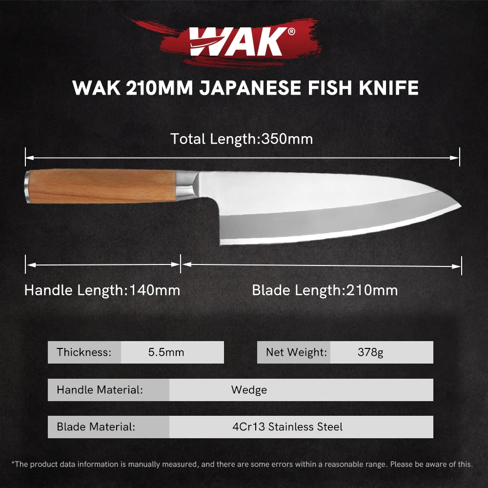 Professional 208mm Japanese High Carbon Steel Knife Fish Filleting Sashimi Sushi Slicing Carving Chef Knife Cleaver Knife