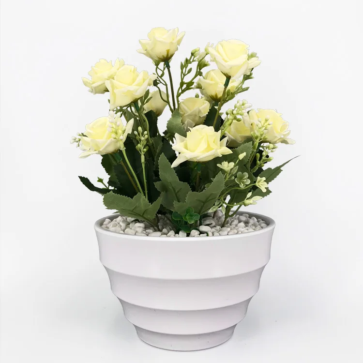 manufacture white plastic indoor succulent cactus  modern bonsai planter