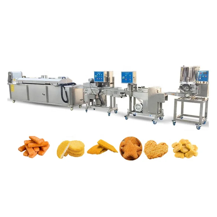 Industrial small capacity chicken nuggets burger patty forming and coating production line