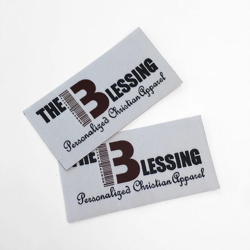 Custom Hot Melt Glue Adhesive Backing Heat Press Brand Fabric Woven Clothing Neck Iron On Labels