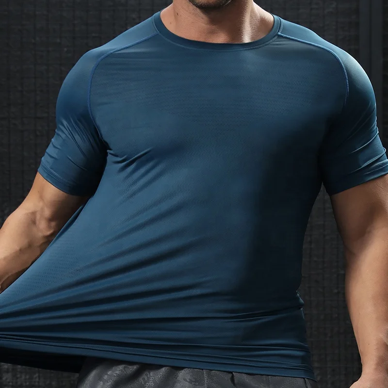 Own Brand Customized Logo Tshirt Fpr Mens Summer Sportswear Moisture Breathable Mesh Tee
