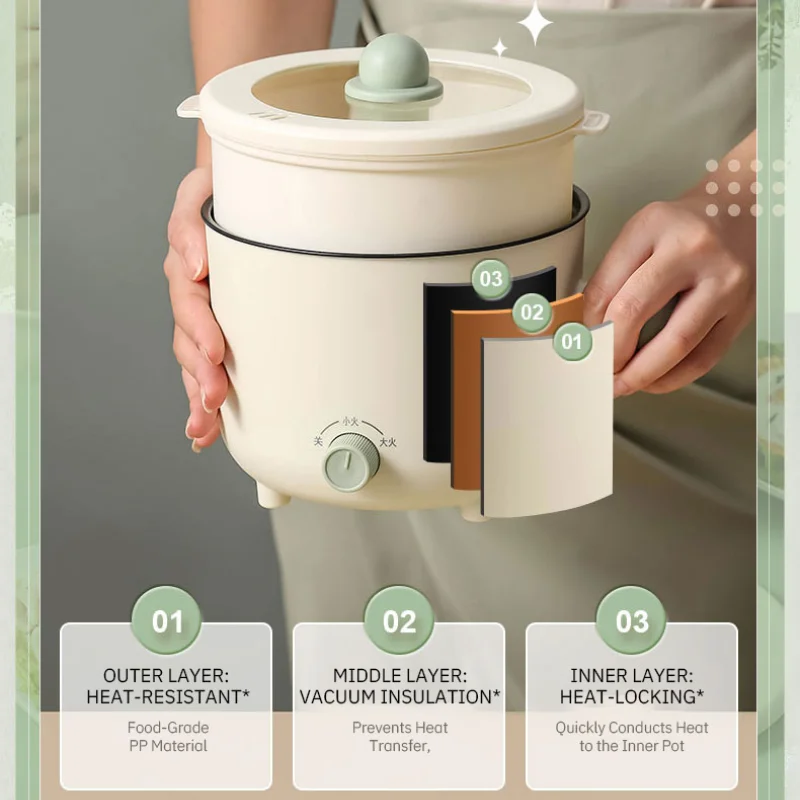 1.8L Portable Mini Electric Cooker Multifunctional Home Electric Cooking Pot With Non-stick Rice Cooker For Household Dormitory