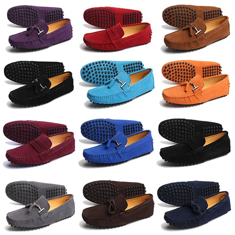 Soft Moccasin Driving Shoes Big Size Suede Dress Shoes Loafers Men Cotton Fabric Faux Suede OEM Male Rubber