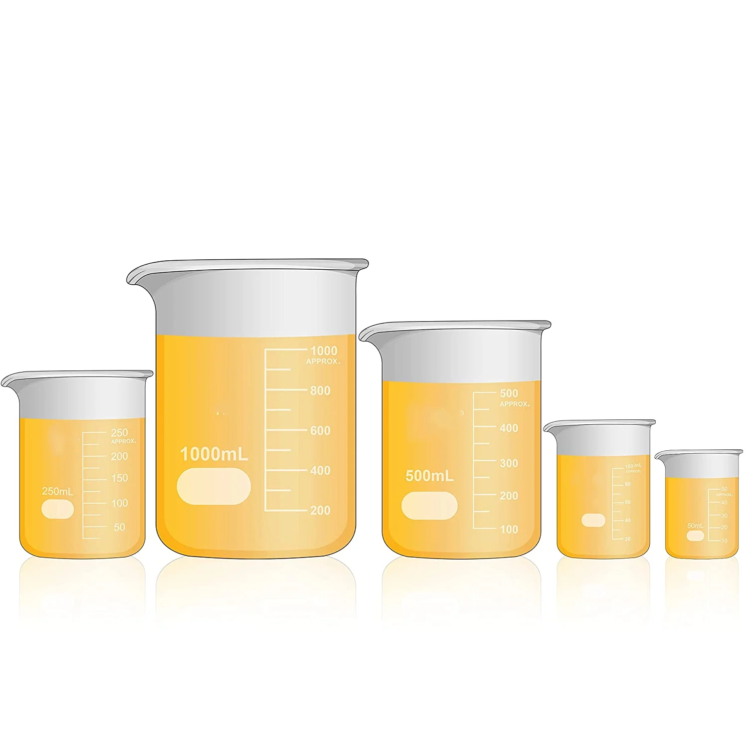 Multi Size Medical Beaker Transparent Glass Beaker With Printed Graduations