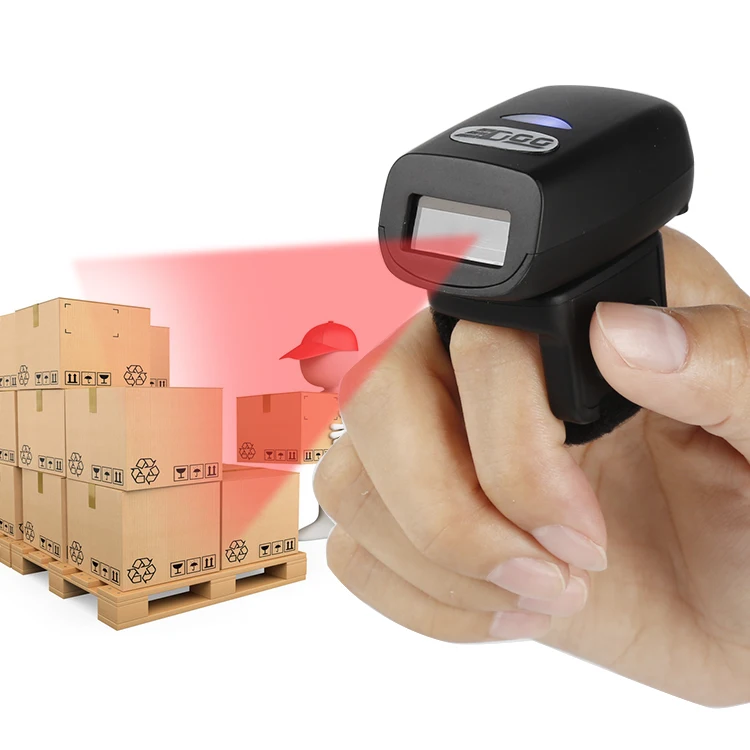 Edoo Oem Odm Wearable Finger Ring portable handheld 1d 2d wireless barcode scanner
