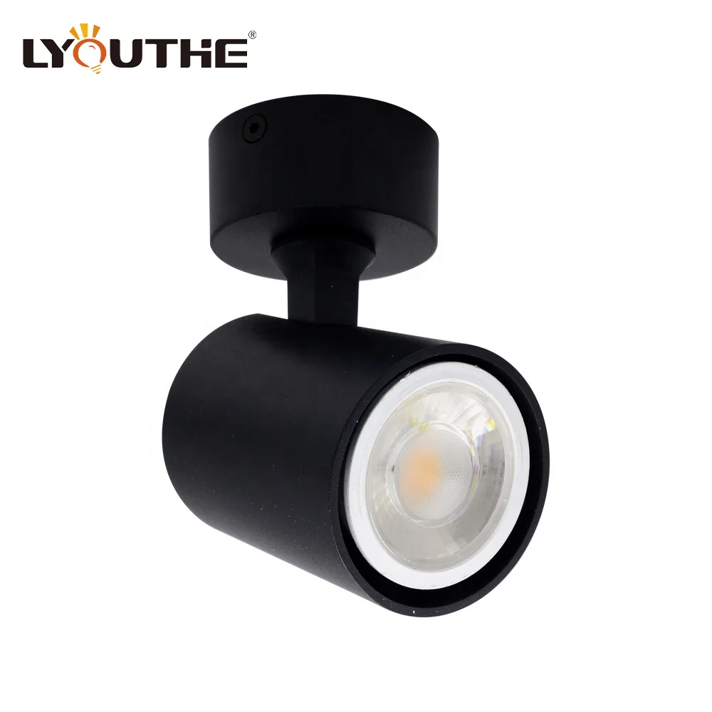 Black pure aluminum adjustable recessed track light surface mounted GU10 MR16 spotlights for shop