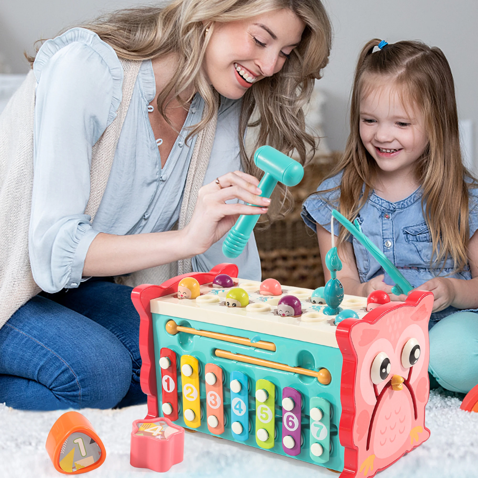 Cube Montessori Toys 8 in 1 Plastic Learning Toy Kids Baby Activity Cube With Music and Light