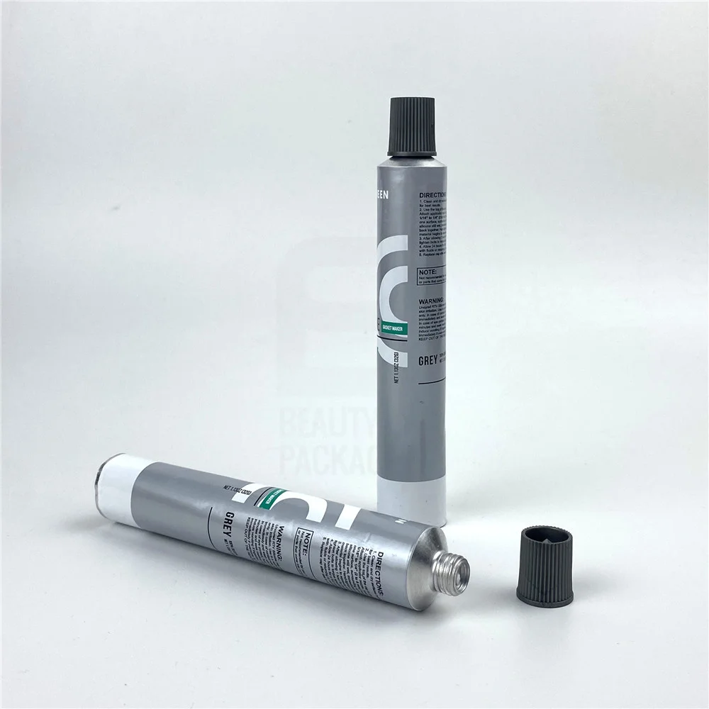 Hot sale factory direct volume 5ml--150ml recyclable soft long nozzle aluminum tube for glue, adhesive, RTV sealants
