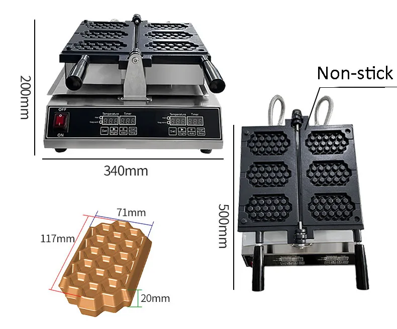 Commercial egg waffle baking equipment honeycomb shaped waffle machine Professional 220V 110V Snack Stick Waffle Baker
