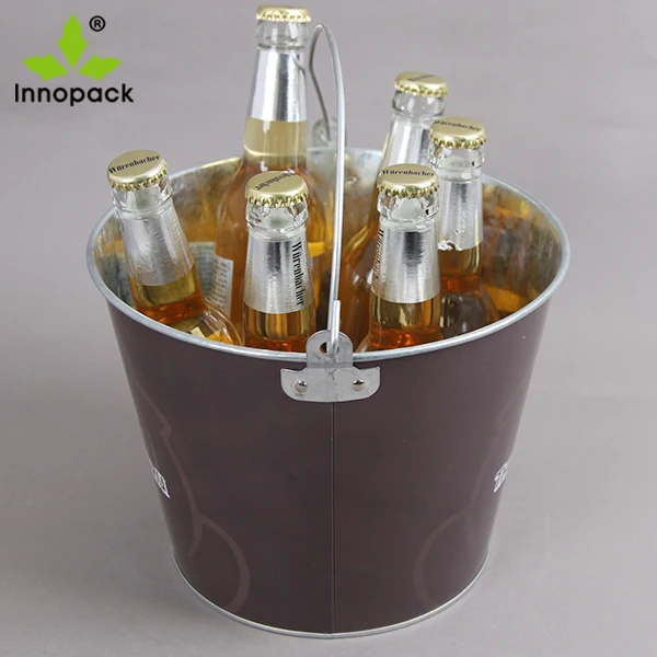 Роскошное оптовое круглый 5L 8L 10L оцинкованного металла пива для ночного клуба ведерки черный