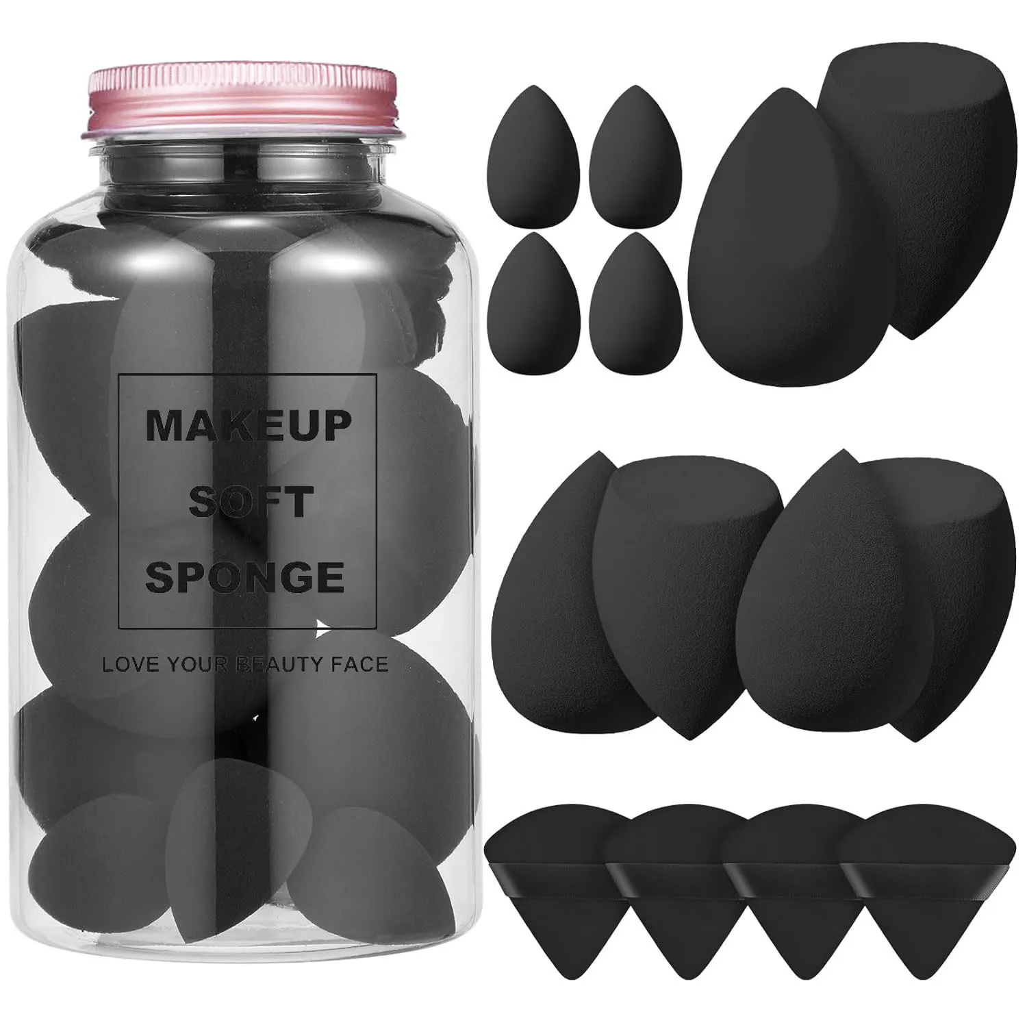 Custom Logo 14pcs Makeup Sponge set Foundation Latex Free Beauty Cosmetics Puff Face Makeup Sponges With Bottle