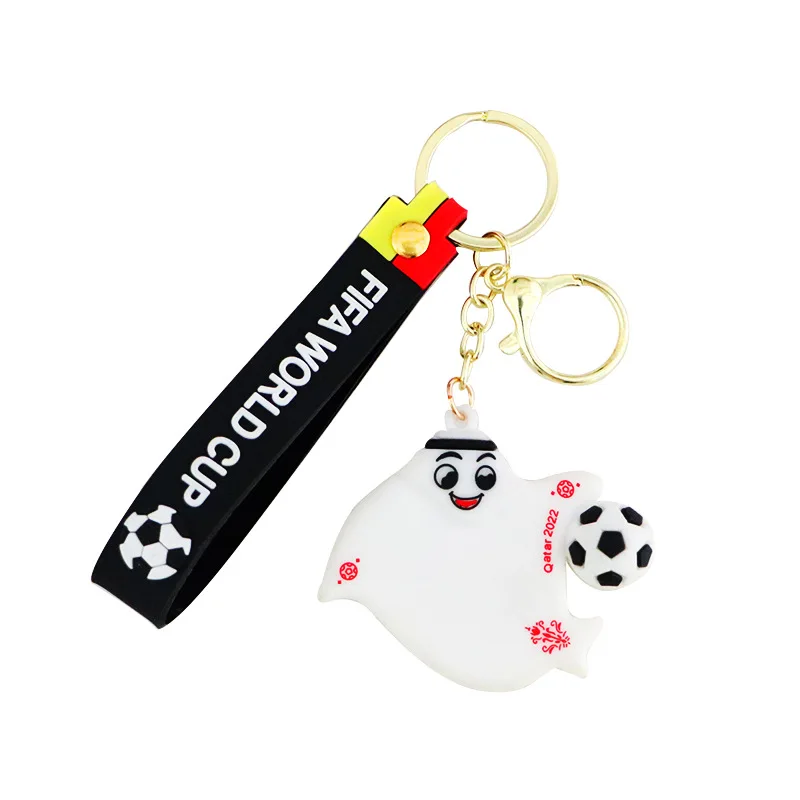 World cup fans gifts 2022 Qatar 3D football mascot keychain,Soccer Fans Commemorative Gift Bag Phone Decor Pendant Key Holder