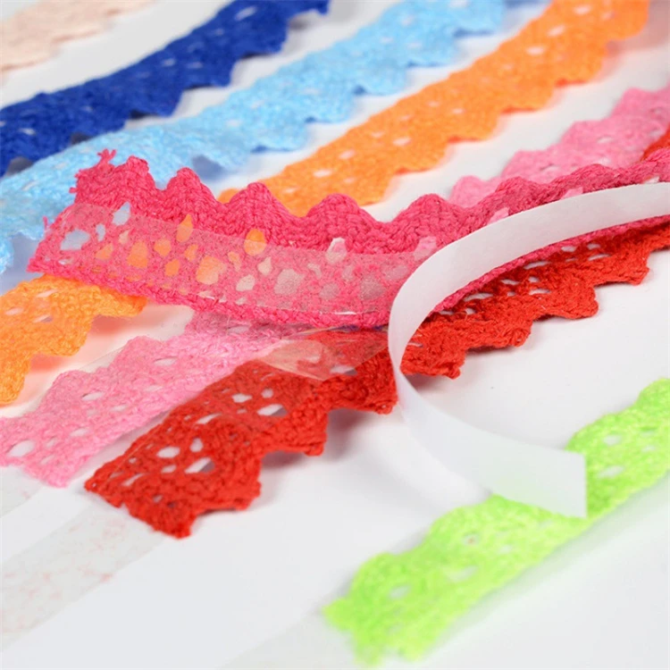 Wholesale Venice Handmade Colorful Crochet Cotton Self Adhesive Lace Crown Flower Guipure Border Cotton Lace Trim