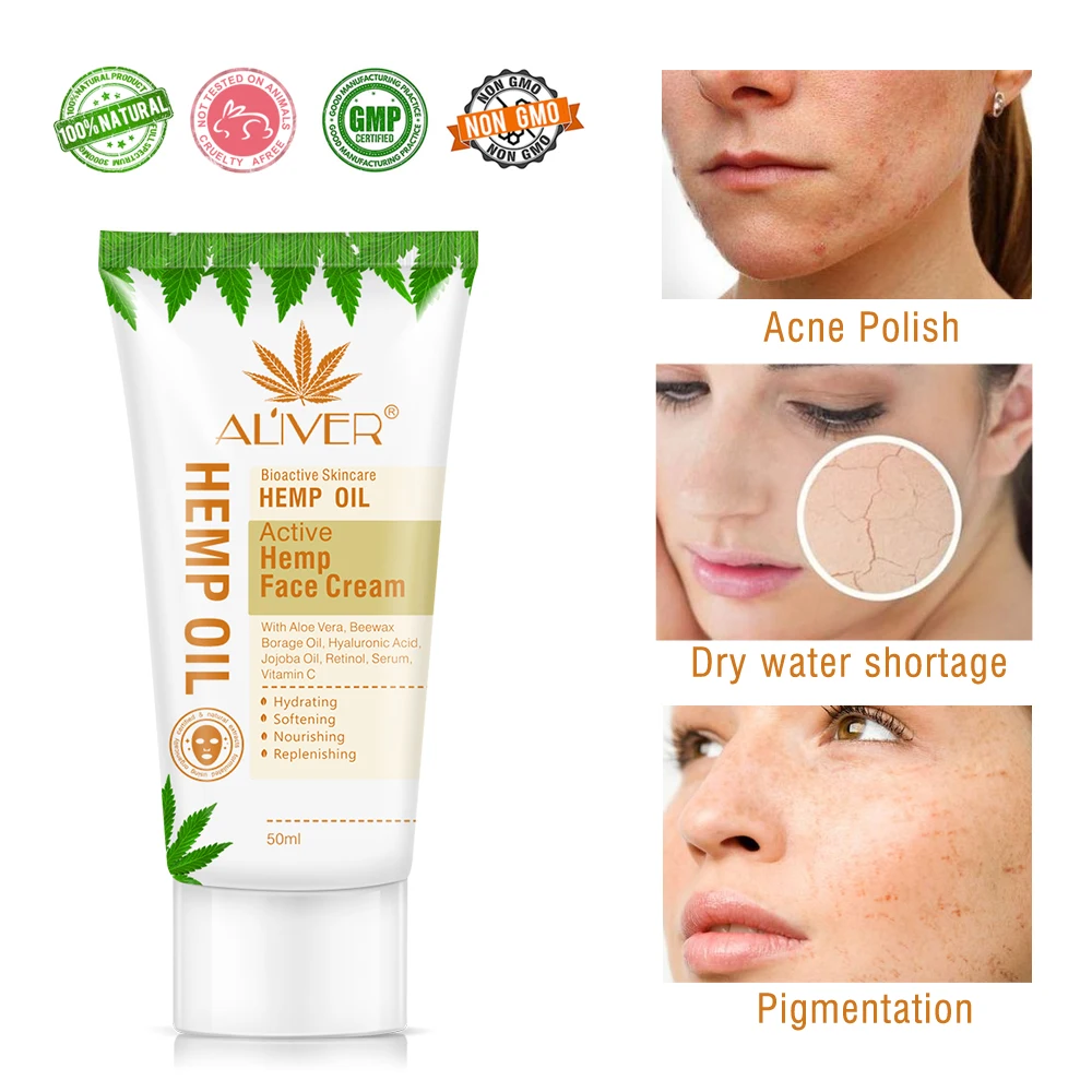 Aliver Bio-Active SKin Care Hemp Oil Hydrating Softening Nourishing Replenishing Active Hemp Face Cream