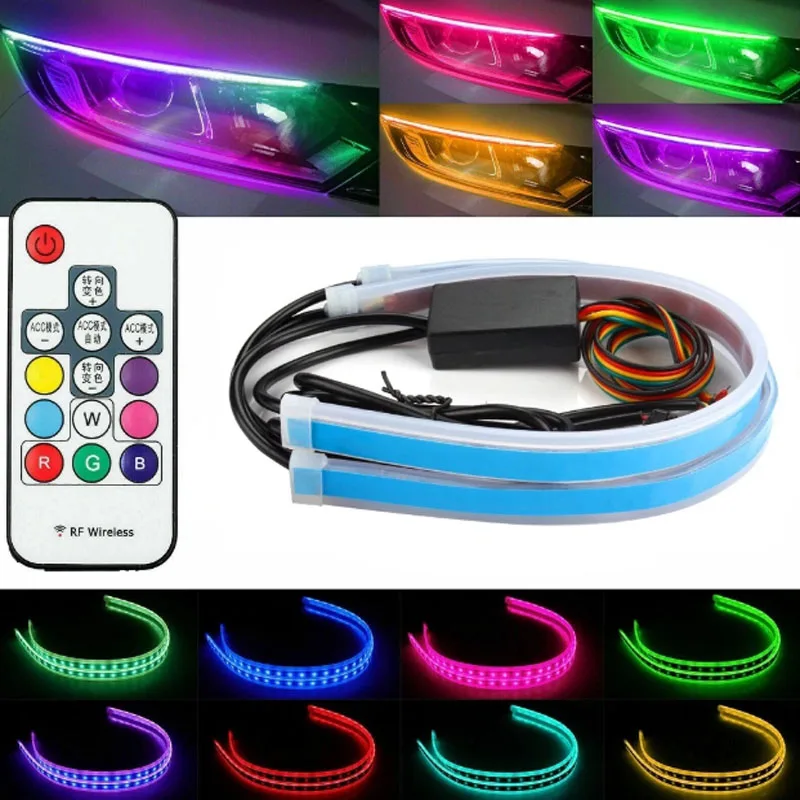 JHS wholesale price car decoration light strip DRL RGB 30cm 45cm 60cm waterproof With Remote Control Flexible for universal car