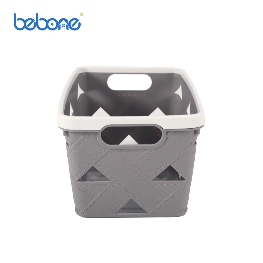Leather-like feature rectangular ventilated Clothes Hamper plastic laundry basket