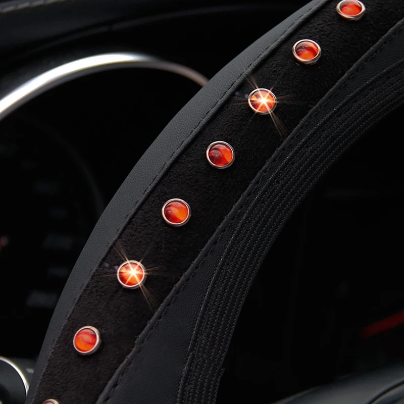 37-38cm Universal Car Steering Wheel Cover Rhinestones Crystal Diamond Decor Steering Wheel Case Protector Car Interior Styling