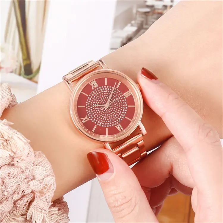 2023 diamond watch full alloy material female perfect quartz japan movement gold mens watch